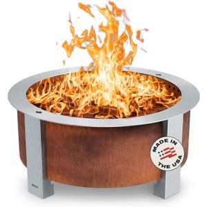 Breeo Smokeless Fire Pit (X Series 30, Corten Steel) | 34.5 inch Smokeless Firepit for Outside | 94 Pounds | Ideal for Families Compatible with Wide Range of Breeo Accessories