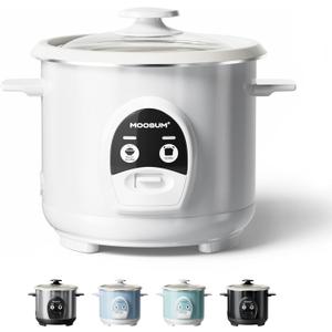 3-Cup Uncooked Rice Cooker Small & Food Steamer - Ceramic Coating Non-Toxic Inner Pot, One-Touch Multifunction for Rice/Saut/Yogurt, Dishwasher Safe, 1-3 People Size, White