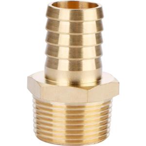 U.S. Solid Brass Hose Fitting, Adapter, 3/4" Barb x 3/4" NPT Male Pipe Fittings
