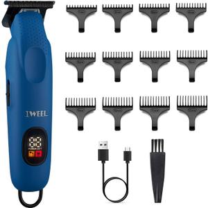 Professional Beard Trimmer for Men - Electric Hair Clippers, Zero Gapped T-Blade Edgers, Cordless Rechargeable Mustache Trimmer Grooming Kit for Body (Blue)
