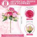 8 Bundles Artificial Peonies Flowers Boho Faux Flowers Arrangements Artificial Centerpiece Spring Bouquet Floral Wedding Decoration for Vase(Pink Series)