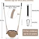 Hi-Na Tree Swing for Kids, Adjustable Toddler Rope Swing Seat with Snap Hooks and Straps, 440 lbs Capacity, Swingset Accessories for Indoor Porch Doorway Outdoor Playground Backyard (Khaki)