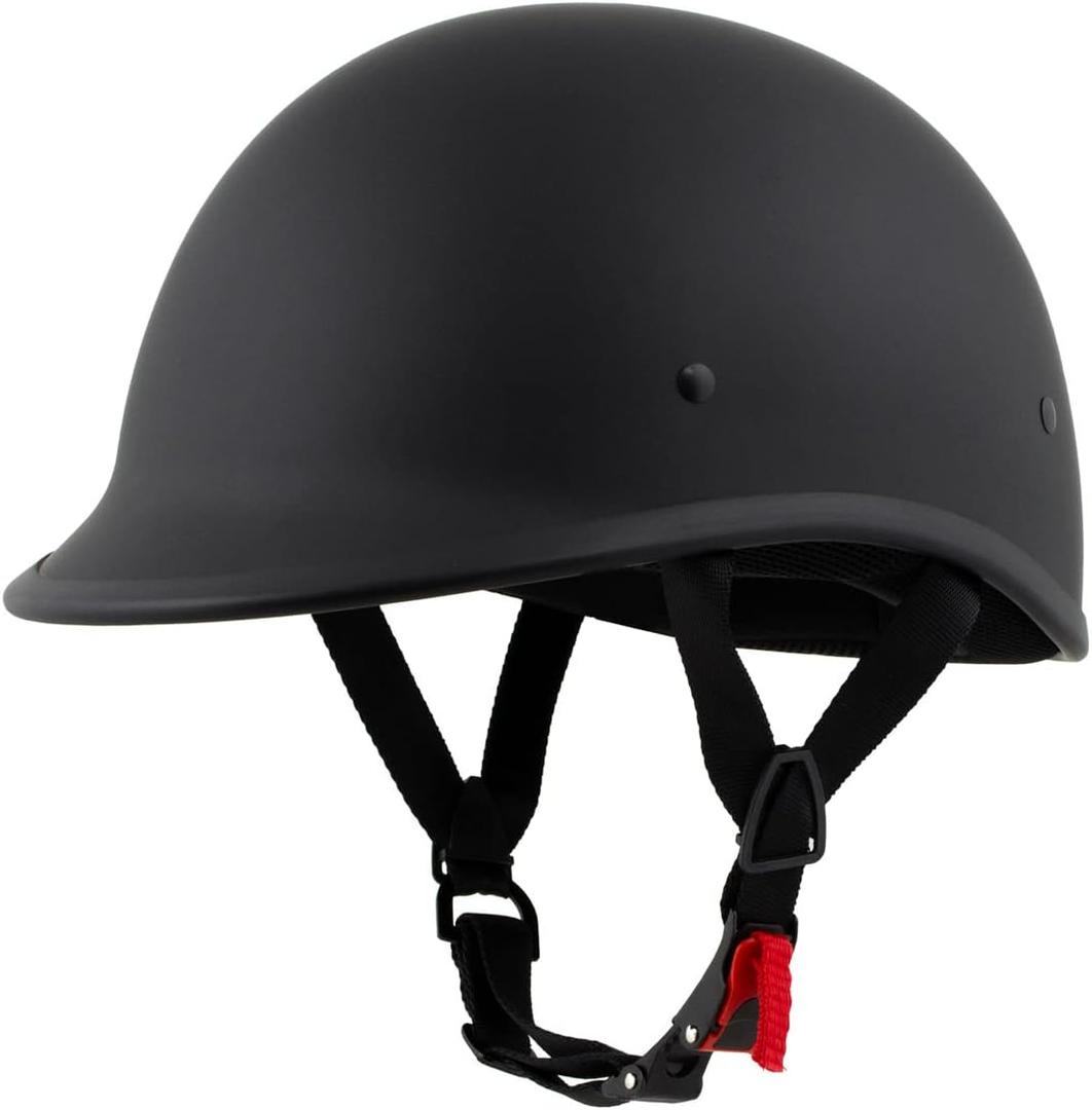 Milwaukee Helmets Polo Style Matte Black Motorcycle Half Face Helmet DOT Approved MPH9750DOT - Large