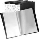 Folder with Plastic Sleeves 3 Pack 9" x 12" Black Portfolio Folder for Artwork Display Book 30 Pockets 60 Pages Capacity