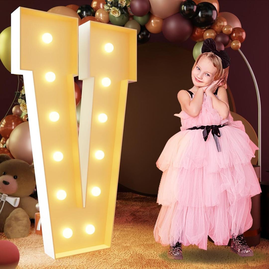 imprsv 4FT Marquee Light Up Letters, Large Light Up Letters for Birthday Party Decor Wedding Decorations, Marquee Letters for Party Decoration Large Marquee Letters Arch Kit Decorations Letter V