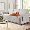 TAOCOCO Waterproof Couch Covers for Pets Dogs with Non Slip Backing, Sofa Seat Covers with Side Pocket for 3 Cushion Couch Washable Dog Couch Cover Protector Sofa Slipcovers(Sofa, Cream)