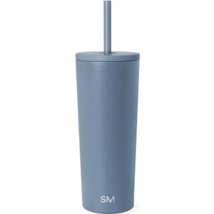 Simple Modern Classic Tumbler with Straw Lid | Insulated Iced Coffee Cup Reusable Stainless Steel Water Bottle Travel Mug | Gifts for Women Men Her Him | 24oz | Blue Dune