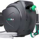 Retractable Garden Hose Reel - 5/8 in x 100 ft Automatic Wall Mount Heavy Duty Automatic Water Hose Reel with 9 Patterns Nozzle, Kink-Resistant Hose, 180° Swivel, Auto-Lock for Outdoor Watering, Wall Mount