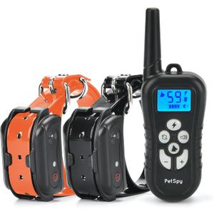 PetSpy M919 Dog Training Shock Collar, 1000 Yards, Medium to Large Dogs, with Vibration, Electric Shock and Beep, Waterproof, Remote Trainer (Two Dogs) (Two Dogs) PetSpy M919 Dog Training Shock Collar, 1000 Yards, Medium to Large Dogs, with Vibration, Electric Shock and Beep, Waterproof, Remote Trainer (Two Dogs) (Two Dogs)
