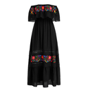 Mexican Dress for Women Traditional Off Shoulder Embroidered Present Casual Lace Long Maxi Dress Cinco de Mayo Outfit