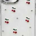 Designed for iPhone Case, 3D Pearl Cherry Soft Phone Case (White,for iPhone 15 Pro Max)