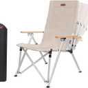 Folding Camping Chair Portable Chairs for Adults Adjustable High Back Outdoor Comfortable Chair with Storage Bag (Khaki)