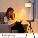 Floor Lamp with Oval Side Table, 3 Color Temperature 9W LED Bulb, Remote and Foot Switch Control, USB A and C Ports, Dual AC Outlets, 1-Hour Timer, Modern Lamp for Living, Bedroom, Brown