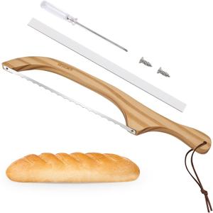 RAPSAKEMOH Sourdough bread knife, Bread slicer for homemade bread,15.7" Serrated, Bow Design, Easy Cutting, Suitable for More Foods