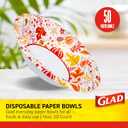 Glad Everyday Disposable Paper Bowls with Happy Fall Design, Cut-Proof, Microwaveable, Autumn Themed, 16 Ounces, 50 Count (Multicolor)