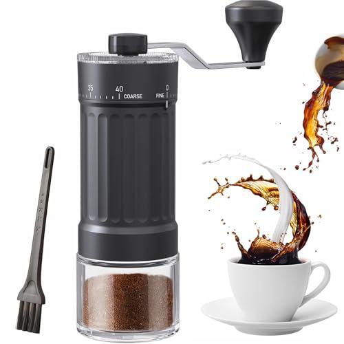 Manual Coffee Grinder, 40 External Adjustable Settings, Portable Conical Ceramic Burr Coffee Bean Grinder, 30g Hand Crank Coffee Mill for Espresso, Pour Over, French Press, Travel, Camping, Office