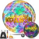 Soccer Ball, Holographic Reflective Glowing Soccer Ball for Men Women Training (Size 4 (with Pump), Multicolor)