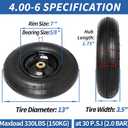 GICOOL 4.00-6 Tire and Wheel, 13" Wheelbarrow Pneumatic Tire, 5/8" & 3/4" Bearings, 1.75-6" Centered Hub,Sealed Bearings for Wheelbarrows Trolley Dolly Garden Wagon Cart Wheel Replacement