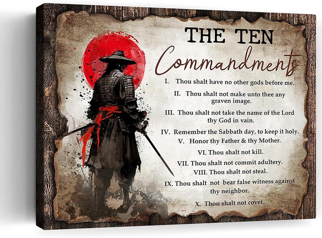 Motivational Japanese Samurai Wall Art Samurai Red Moon Canvas Wall Decor Inspirational Quotes I Choose Pictures Print Paintings Framed Artwork Home Decor For Office Living Room Gym 12x16 Inch (12L" x 16W")