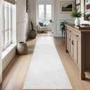 Uphome Long Washable Runners for Hallways, 2x8 Boho Entryway Runner Rug Non Slip, Farmhouse Soft Bedroom Runner Rugs Low Pile, Non Shedding Carpet Runner for Hallway Kitchen Bathroom, Light Grey