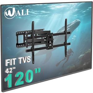 WALI Heavy Duty Full Motion TV Wall Mount Bracket for Extra Large TVs,Holds up to 220Ibs, Swivel Tilt Rotatable,Max Mounting Holes 1000x600, Fits 65 75 85 100 120 inch LED/LCD/OLED 4K/8K on Wood Stud