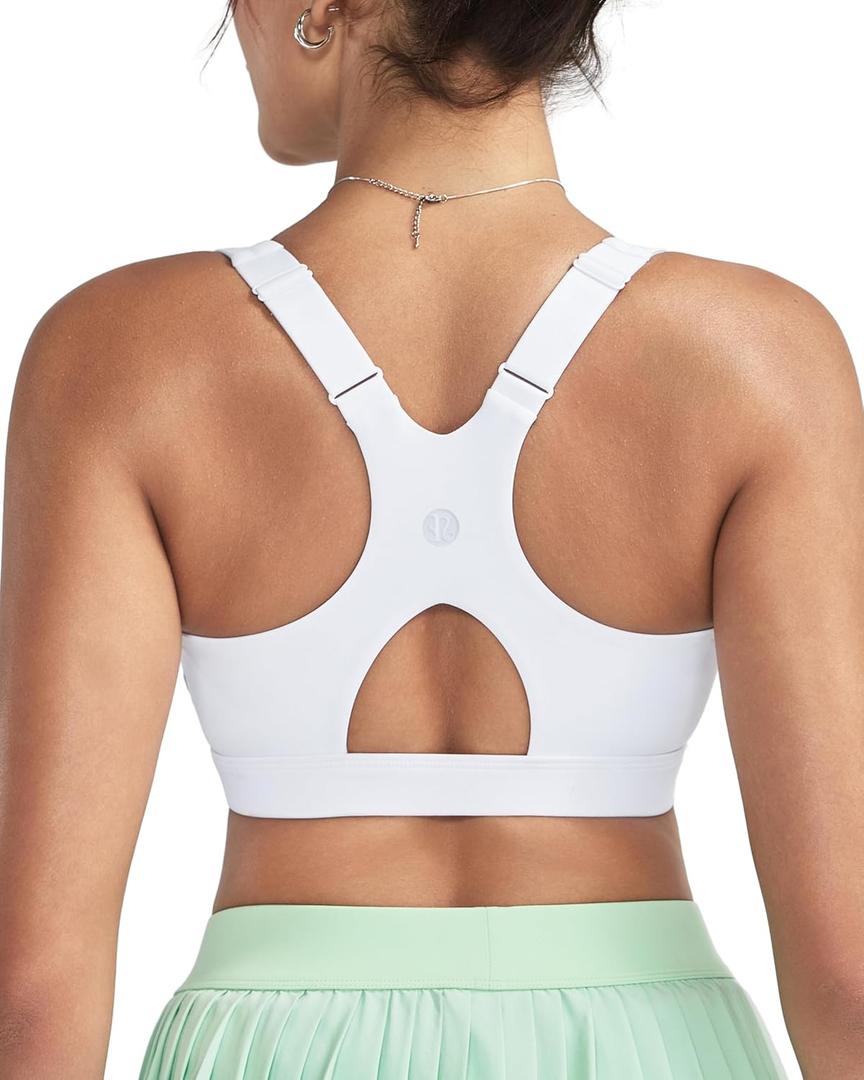 RUNNING GIRL Sports Bras for Women High Support, Adjustable Straps High Impact Sports Bras with Sewn in Pads Workout Bra (Medium, Snow White)