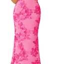 ZESICA Cocktail Wedding Guest Dresses for Women 2026 Summer Strapless Floral Bodycon Mesh Tube Formal Party Midi Dress, M