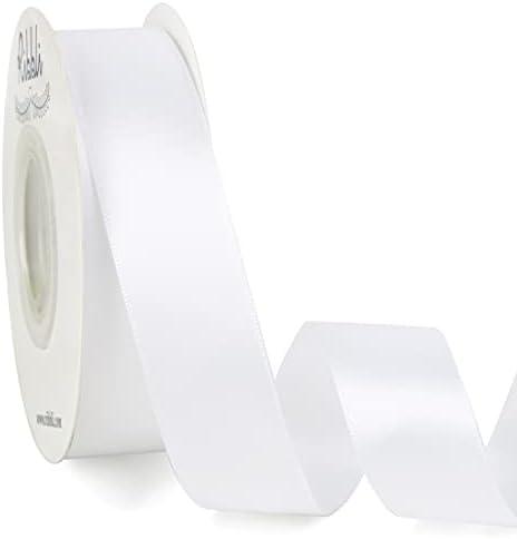 Ribbli Double Faced White Satin Ribbon, 1” x Continuous 25 Yards, Use for Bows Bouquet, Gift Wrapping, Floral Arrangement