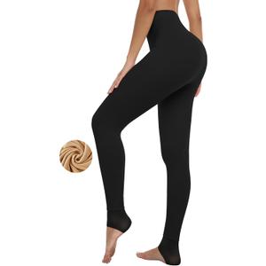 DOCUMO Fleece Lined Tights for Women Thermal Pantyhose Winter Warm Fake Translucent Tights High Waisted Thick Leggings (Black)