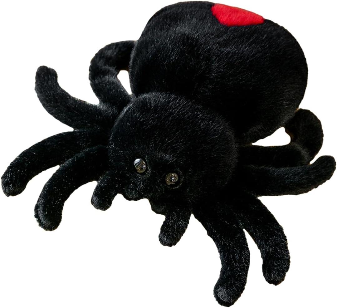 Plush Spider Stuffed Animal Toy, Soft 10 inch Kawaii Halloween Plush Spider Stuffed Toys Decorations Cuddle Gift for Kids and Adults (Black)