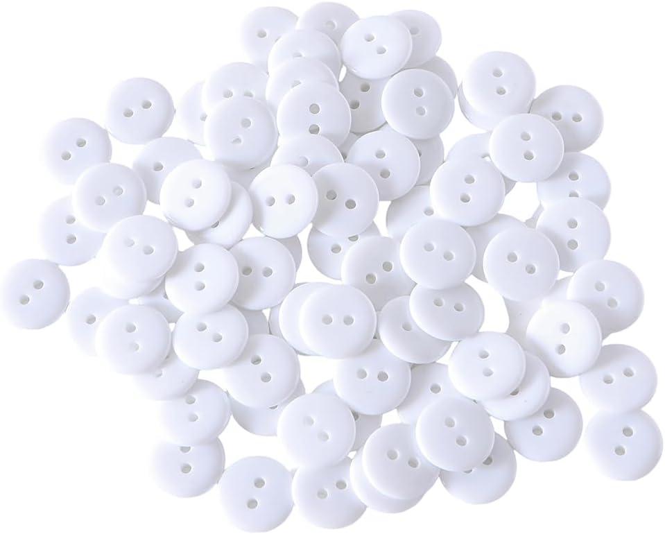 3 x Colorful Resin Sewing Buttons, 9mm Round, 400 Pieces, Assorted Colors, 2-Hole Design for DIY Crafts (White-400pcs)