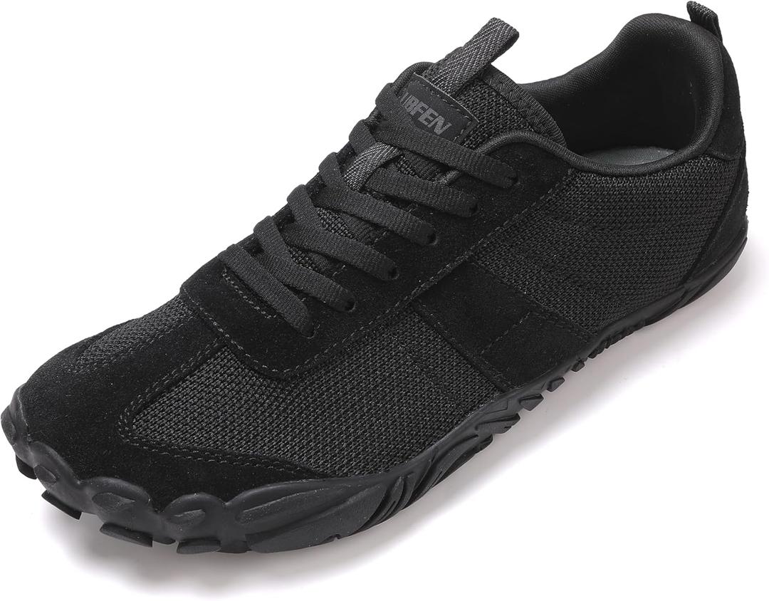 UBFEN Sneakers Barefoot Shoes for Womens Mens Minimalist Trail Running Hiking Comfortable Walking Pure Black US Size 13 Women/11 Men