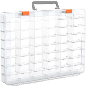 Bluedale 48 Grids Large Plastic Organizer Box with Adjustable Dividers, Beads Storage Containers Compartment Tackle Box Case for Crafts Hobby Small Parts Fishing Seeds Jewelry (Transparent)