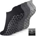 Non Slip Yoga Socks with Grips for Pilates, Ballet, Barre, Barefoot, Hospital Anti Skid Socks for Women and Men (Large, 6 Pairs-2 Black/2 Dark Gray /2 Gray)