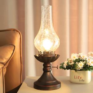 Rustic Lamp,Retro Bedside Lamps for Farmhouse,Bedroom,Lamps for Nightstand,Industiral Table Lamp with Glass lampshade,Bulb Included (Transparent Glass)