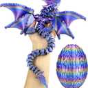 Large Dynamic 3D Printed Dragon Egg with Dragons Inside 3D Printed Flexible Articulated Crystal Animals with Movable Wings , Flying Fidget Bird with Eyes Model for Desktop Home Decoration(SCYZ) (Silk Universe)
