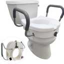 Carex E-Z Lock Toilet Seat and Safety Frame Combo Pack, 5-Inch Height Lift Seat Riser for Elderly and Handicap, Commode Chair For Elderly - Fits and Locks to Round or Elongated Toilets