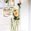 Gold Vases for Centerpieces, Test Tube Flower Vase with 5 Test Tubes, Gold Flower Vase with Metal Stand Racks Hydroponic, Glass Hinged Propagation Plant Vase for Wedding Table Home Decor
