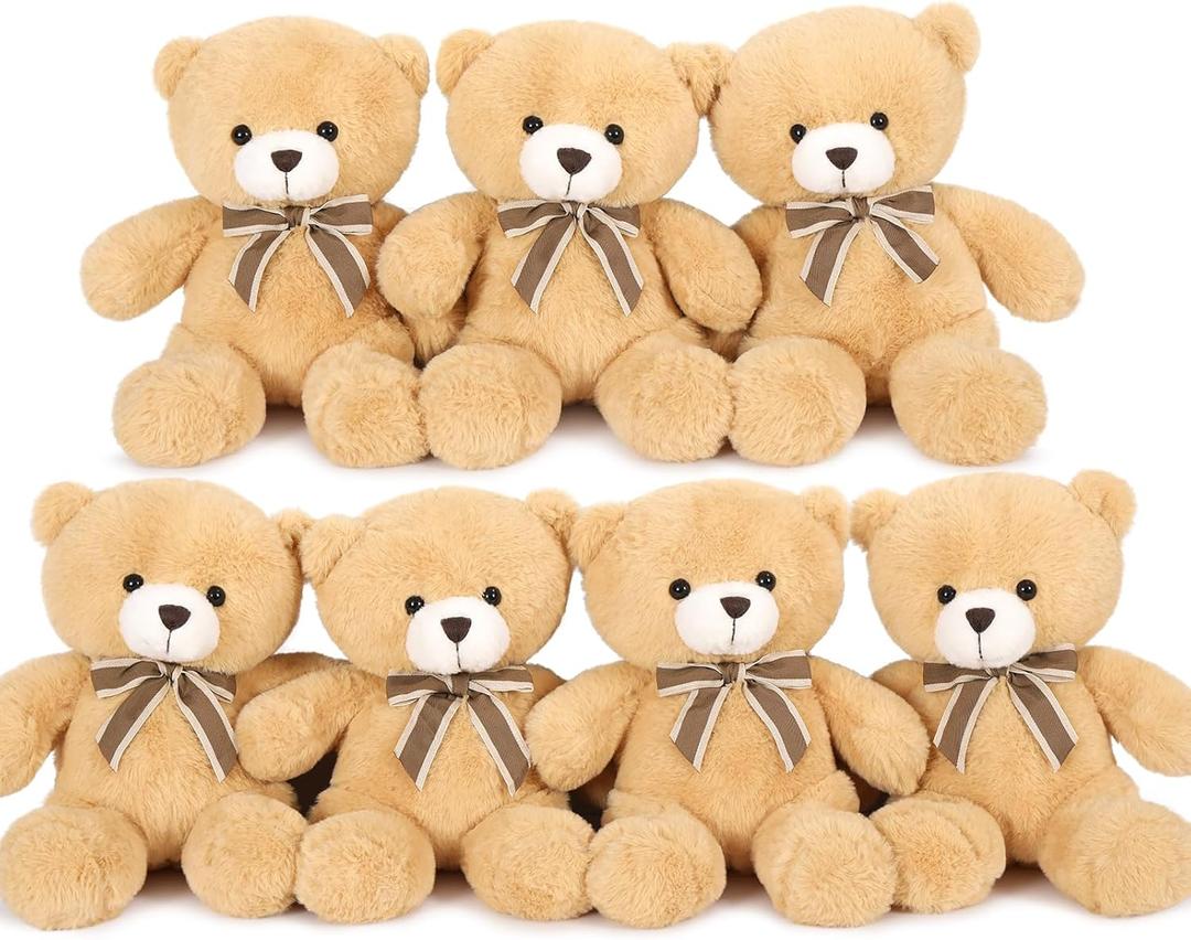 Tezituor Teddy Bears Stuffed Animal 7 Packs in Bulk, Small Teddy Bear Bulk 12" for Baby Shower Decorations, Stuffed Bear Plush Toy for Wedding Birthday Christmas Party Decorations