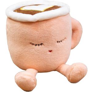 Latte Plush Pillow, 7.8 Inch Coffee Cup Plush Doll Toy, Coffee Food Stuffed Plush, Christmas Birthday Gift for Kids Adults Boys Girls (Pink)
