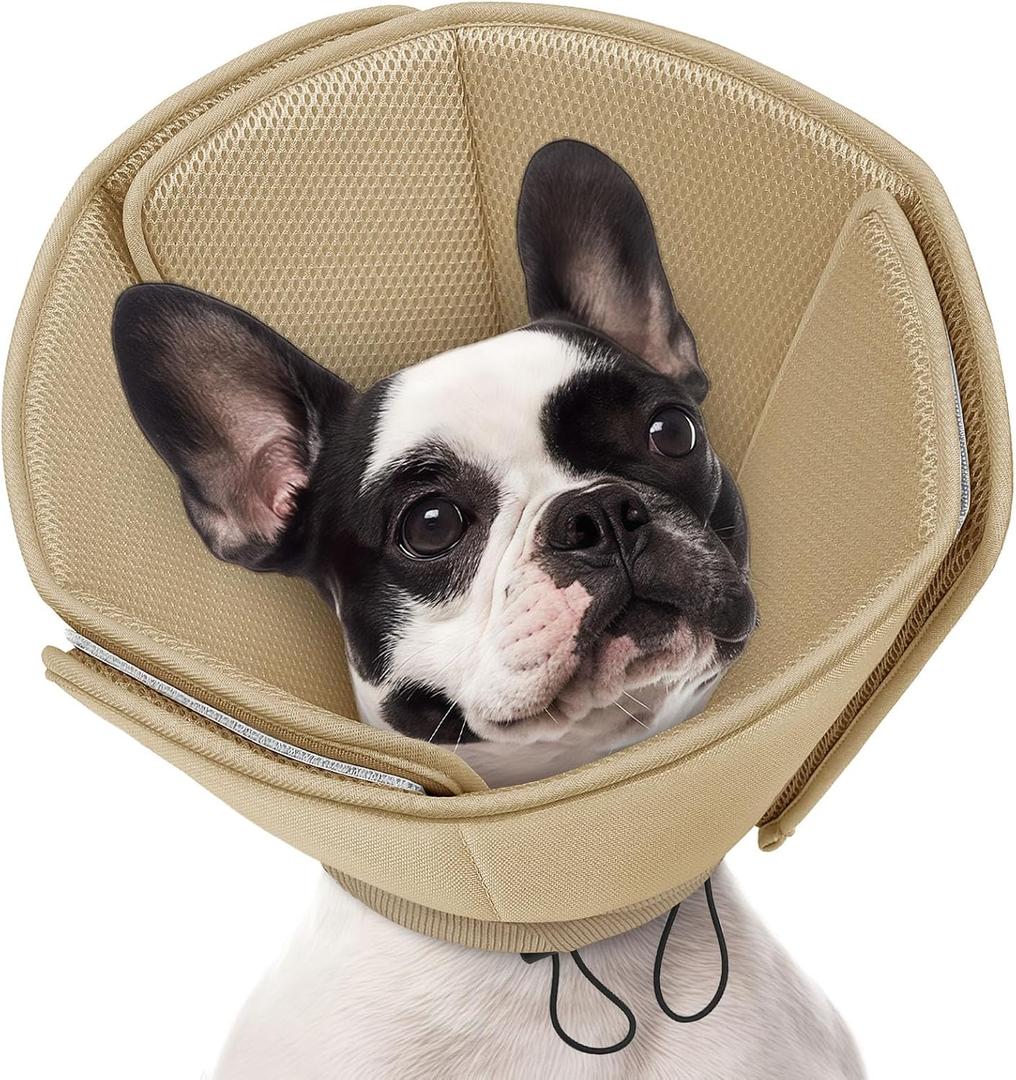 AOFITEE Dog Cones for Medium Dogs, Soft Dog Cone Collar After Surgery
Adjustable Cone for Dogs to Stop Licking, Breathable Pet E-Collar Alternative for Wound Healing(Khaki,Medium)