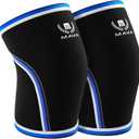 Mava Sports Knee Sleeves Weightlifting Men & Women, 7mm Neoprene Knee Sleeves for Women and Men, Ideal for Cross Training WOD, Squats, Powerlifting (Large, Black)