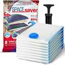 8 Pack Jumbo Vacuum Storage Bags for Comforters, Blankets & Clothes – Jumbo Vacuum Sealed Compression Bags with Hand Pump – Space Saver Storage Bags for Bedding, Moving, Travel & Organization