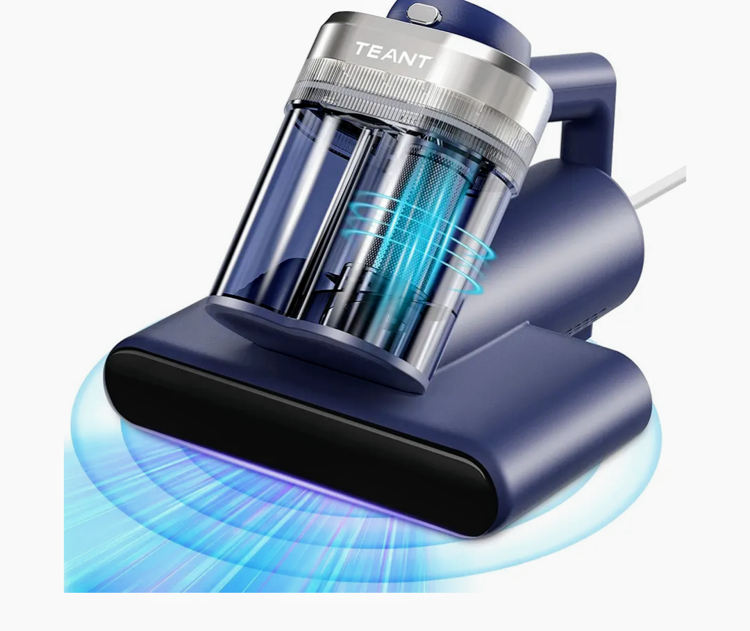 Mattress Vacuum Bed Vacuum Cleaner with 253.7nm UV-C Light, Hyper Helix Motor with 16kPa Strong Suction & 33000 RPM/Min Tapping, HEPA Filter, 149℉ Heat & Ultrasonic & Anion for Bed and Pet, Blue