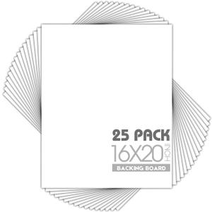 Mat Board Center 16x20 Backing Boards, 25 Pack Uncut Matboards for Prints
