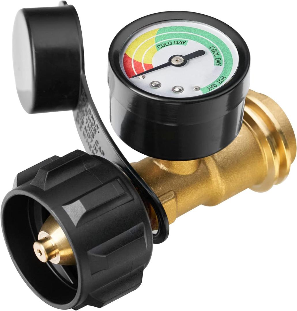Propane Tank Gauge, 3 Colors Coded Universal for Cylinder, Grill, Heater, RV Camper and More, 5-40 Pound LP Tank Gas Level Indicator, QCC1 / Type 1 Connection