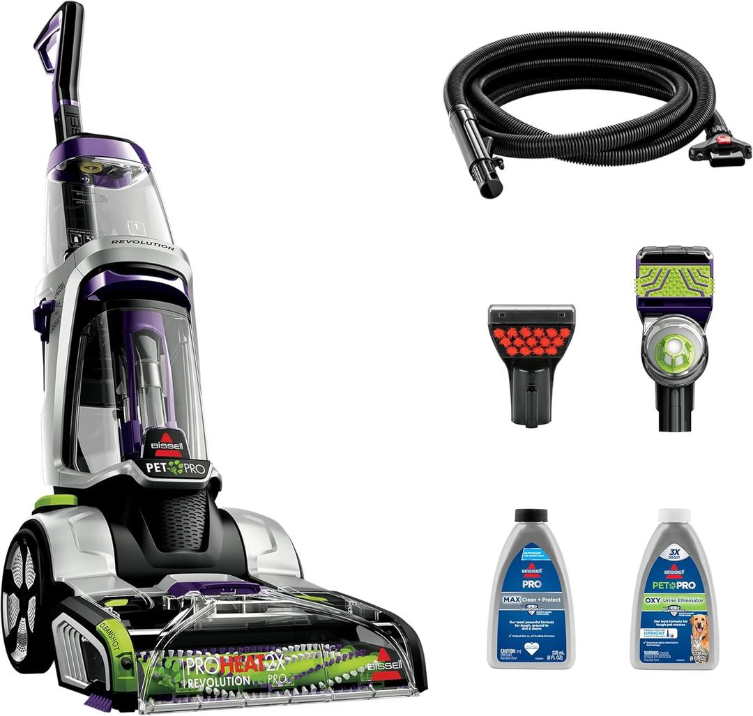 BISSELL ProHeat 2X Revolution Pet Pro Plus, 3588F, Upright Deep Cleaner, 30-minute Dry Time, Dual Dirt Lifter Powerbrush, Hose & Tool Attachment, Pet Upholstery and Tough Stain Tool Included