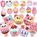 Toidgy 28 Pack Valentines Day Gifts for Kids, Valentines Cards for Kids Classroom Exchange Gift with Dessert Squishy Toys Keychains, Valentines Party Favors and Prizes for Boys Girls