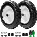Parts Camp Wheelbarrow Tires,3.50-8" Flat-free Solid Tire and Wheel,Universal Fit 14.5" Wheelbarrow Tire For Garden Carts/Wheelbarrows/Trolley Dolly With 5/8" Axle Bore Hole,3" Centered Hub(2 Pack)