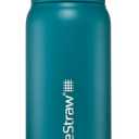 LifeStraw Go Series  Insulated Stainless Steel Water Filter Bottle for Travel and Everyday Use Removes Bacteria, Parasites and Microplastics, Improves Taste, 24oz Laguna Teal